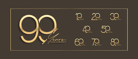 set of anniversary premium golden color on brown background for special celebrationのイラスト素材