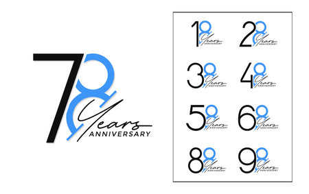 set of anniversary logo style black and blue color on white background for special celebration