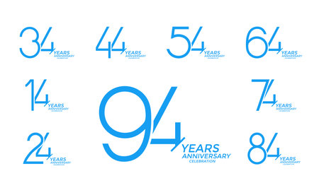set of anniversary logo style blue color on white background for celebration event