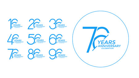 set of anniversary logo style blue color on white background for celebration eventのイラスト素材