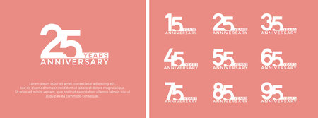 set of anniversary logo white color on pink background for celebration momentのイラスト素材