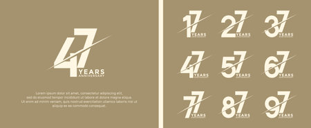 set of anniversary logotype white color on soft brown background for celebration momentのイラスト素材