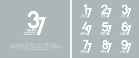 set of anniversary logotype white color on soft background for celebration momentのイラスト素材