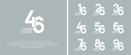 set of anniversary logotype white color on soft background for celebration momentのイラスト素材