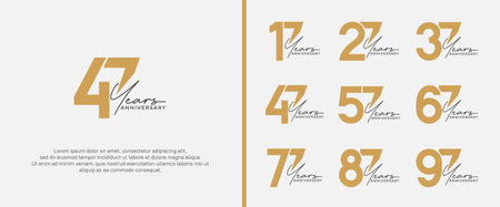 set of anniversary logo gold color on white background for celebration momentのイラスト素材