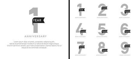 set of anniversary logo style grey and black color on white background for special momentのイラスト素材