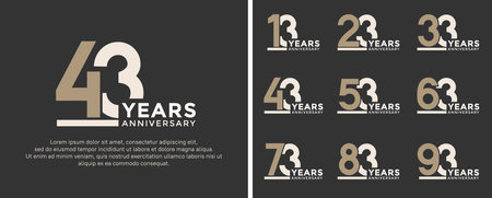 set of anniversary logo style flat gold and white color for celebrationのイラスト素材