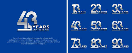 set of anniversary logo style silver color on blue background for celebrationのイラスト素材