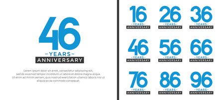 set of anniversary logo style blue and black color for celebrationのイラスト素材
