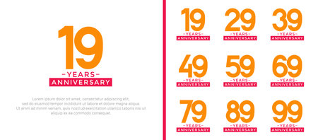 set of anniversary logo style orange and purple color on white background for celebrationのイラスト素材