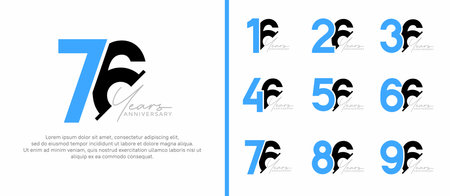 set of anniversary logo style blue and black color on white background for special moment