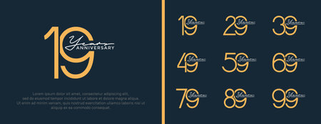 set of anniversary logo brown color on black background for celebration momentのイラスト素材