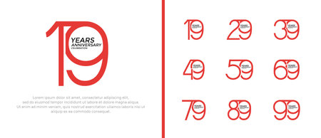 set of anniversary logo red color on white background for celebration momentのイラスト素材
