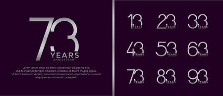 set of anniversary logo silver color on dark purple background for celebration momentのイラスト素材