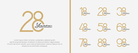 set of anniversary logo brown color on white background for celebration momentのイラスト素材