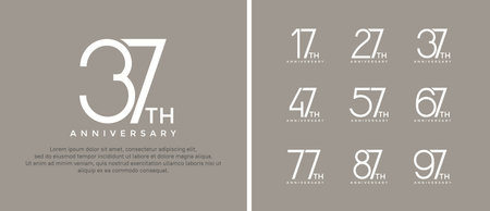 set of anniversary logo white color on brown background for celebration momentのイラスト素材