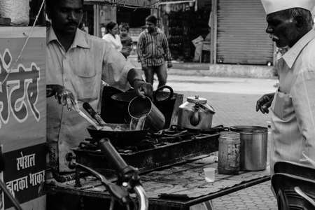 Local street chef made amazing finger licking foodのeditorial素材