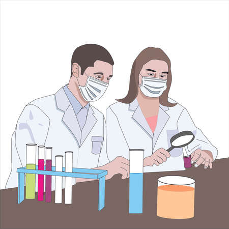 scientist and doctor research illustration vector
