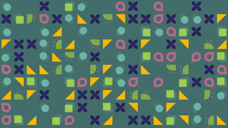 Seamless geometric pattern with decorative elements. Colorful background.