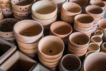 A massive quantity of ceramic plant pots.の写真素材