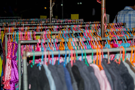 A second handed clothes shop in Thai urban village market on March 6, 2014 in Nakornsrithammarat, Thailand.のeditorial素材