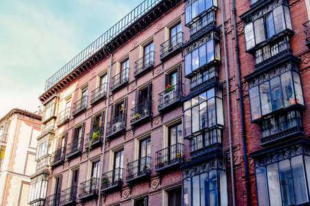 Typical old building facade Madrid, Spainの写真素材