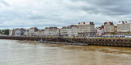 Riverside view of Nantes old buildings. Nantes, Francの写真素材