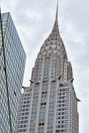 New York, USA, September 2, 2017: Exterior detail of Chrysler building in New York. Was built in 1931 and was the world's tallest building before the Empire State Buildingのeditorial素材