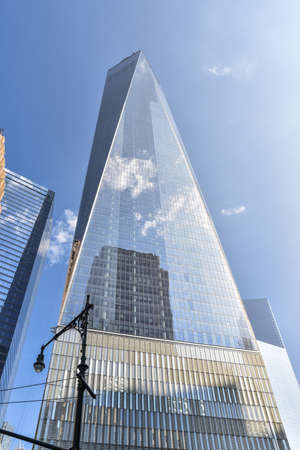 Manhattan financial district buildings on a sunny day. Architecture and business concepts....