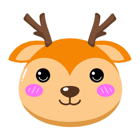 Deer animal digital illustration in cute and simple styleのイラスト素材