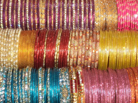 colorful glass and metal bangles