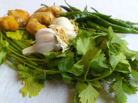 Green chillies, ginger, garlic and coriander leaves