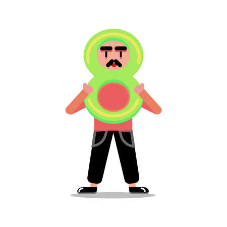 Geometric Cute Guy Holding Number Eight 8 Vector Character Illustration Great for Any Businesses/Companies/Projects/Purposes Nicheのイラスト素材