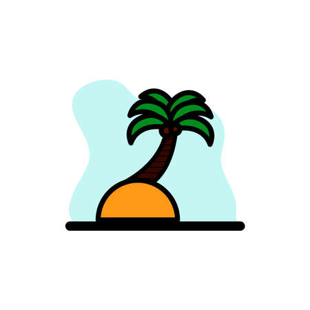 Palm Tree on A Beach Icon Vector Concept Illustration Design eps10のイラスト素材