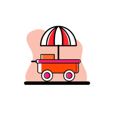 Umbrella Food Cart Conceptual Vector Illustration Icon Designのイラスト素材