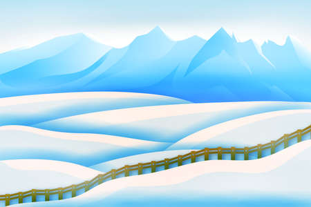 Snowy Mountain Winter Landscape Background Design Great for Winter Projects, banner, gift paper, greeting card, print, or Any Other Similar Purposesのイラスト素材