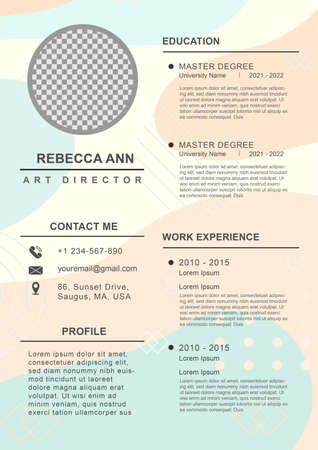 Aesthetic Vibrant Abstract Geometric Shape Memphis Style CV Resume A4 Vector Template Design can be used as a CV resume, flyer, template, brochure, background, elements or any other design purposesのイラスト素材