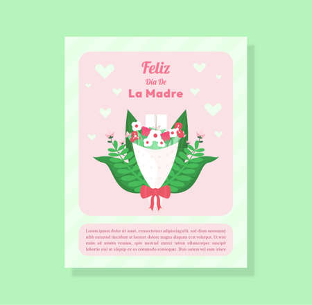 Flat Feliz Dia De La Madre Mothers Day Greeting Card Template Design EPS10 can be used as a greeting card relating to mothers day or dia de la madreのイラスト素材
