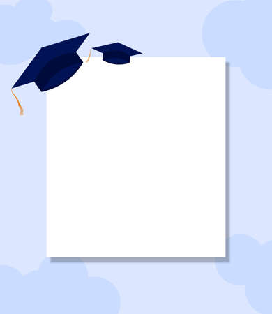 Graduation Greeting Card Isolated on Blue Cloud Background Design EPS10 great to be used to celebrate graduation or end of school or last day or school as a noteのイラスト素材