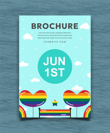 LGBT Pride Month Celebration Brochure Design Concept, template, illustration, background, greeting card, banner, landing page, posts, leaflet, brochure, flyer, etc.のイラスト素材