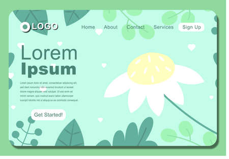 Botanical Garden Landing Page Template Design EPS10 great to be used as a design landing page for your websiteのイラスト素材