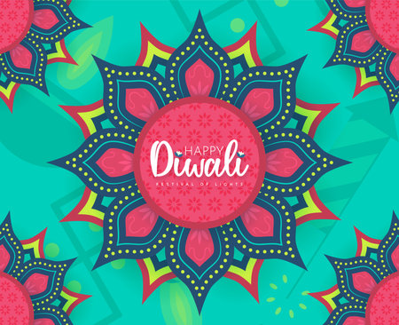 Happy Diwali Festival of Lights in Paper Cut Style Background Conceptual Designのイラスト素材