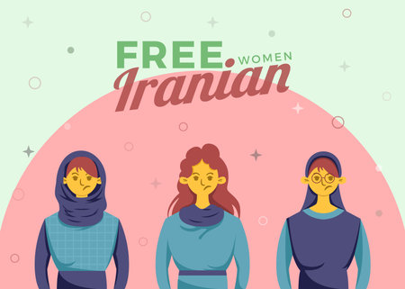 Iranian Women Protest Flat Illustration Designのイラスト素材