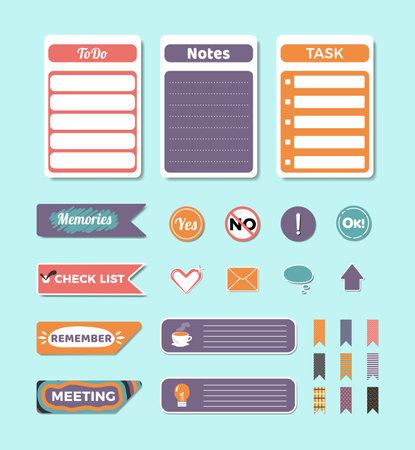 Collection of Lovely Planning Scrapbook Elementsのイラスト素材