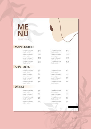 Aesthetic Minimalist Restaurant Menu Template Designのイラスト素材
