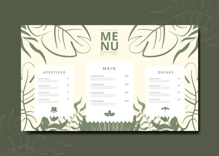 Green Minimalist Tropical Restaurant Menu Template Designのイラスト素材