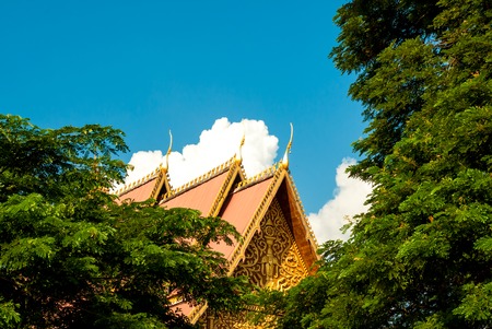 Beautiful roof next to the Great Stupa in Vientiane, Laosの写真素材