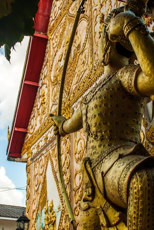Statue of an Archer - Temple In Vientiane, Laosの写真素材