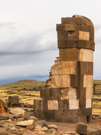 Tombs of Sillustani near Puno, Boliviaの写真素材