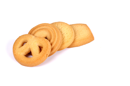 Danish butter cookies, butter cookies on whiteの写真素材